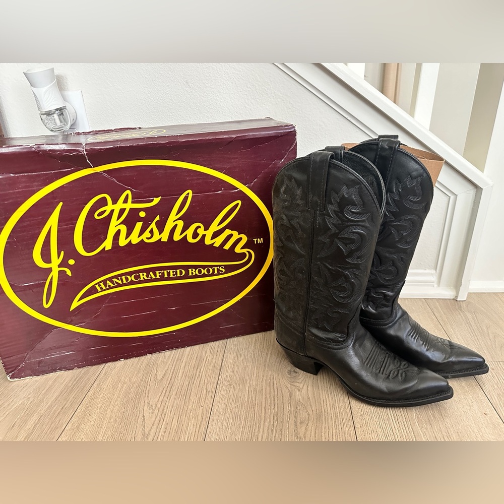 ‼️SOLD ‼️Vintage 90's Western J. Chisholm Cowboy Boots women’s size 5.5 leather